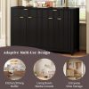 5-35.jpg Modern 55.1'' Buffet Sideboard Cabinet with 2 Drawers & 4 Doors, Adjustable Shelves, Wave-Pattern Design, Aluminum Handles & Painted MDF, Scandinavian Storage Cabinet for Dining Room & Living Room