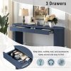 59.8'' Modern Farmhouse Console Table with Oak Veneer, 3 Drawers & Lower Shelf, Semi-Circular Design Wood Sofa Table, Ideal for Living Room, Hallway, Entryway, Foyer & Corridor