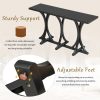 59.8'' Wooden Console Table with Oak Veneer Tabletop, Farmhouse Entryway Table with Slender Curved Rubber Wood Legs, Ideal for Living Room, Entryway, Hallway & Dining Areas