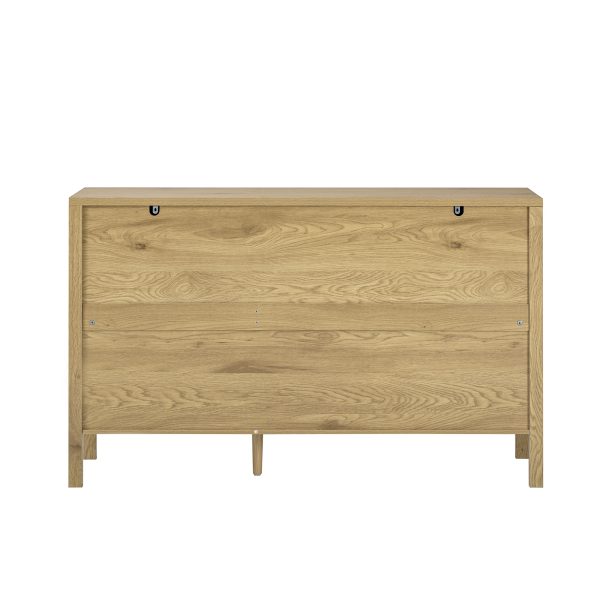 Modern Wave-Pattern Storage Sideboard with 3 Drawers, Large-Capacity Buffet Cabinet with Built-in Hooks & Extra Center Support Leg, Suitable for Living Room, Entryway & Hallway