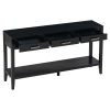 59.1'' Farmhouse Entryway Console Table with 3 Drawers & Open Bottom Shelf, Painted Finish Sofa Table with Vintage Iron Handles, Minimalist Versatile Table for Living Room, Hallway, Kitchen, Bedroom & Office