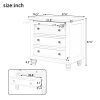 27.6'' Painted Nightstand with Pull-Out Tray, Stylish Bedside Cabinet with 3 Drawers, Minimalist Sofa Side Table with Rubber Legs & Metal Handles for Bedroom, Sofa, Couch and Office