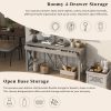 5-46.jpg 60'' Acacia Veneer Console Table with 4 Spacious Drawers, Modern Crisscross Design Entryway Table with Open Bottom Storage, Farmhouse Sofa Table for Living Room, Kitchen, Dining Room & Hallway