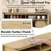 59.3'' Sideboard with Sliding Barn Door & Decorative Mesh Panels, Farmhouse Buffet Cabinet with Open Storage, Suitable for Living Room, Hallway, Balcony, Kitchen and Office