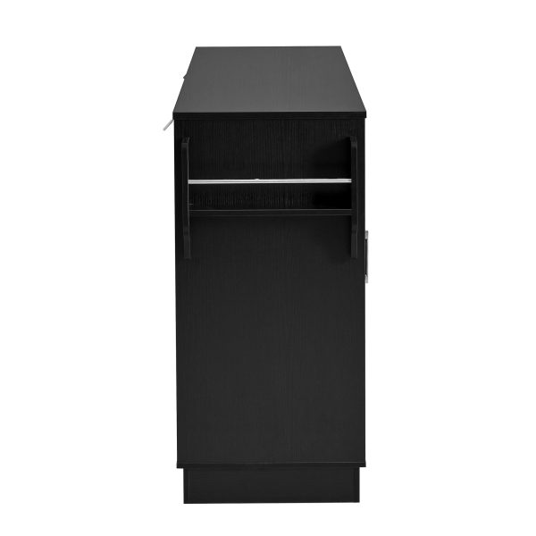 54.3" Sideboard Buffet Cabinet with Large Storage Capacity, 4 Doors & 1 Drawer, Melamine-Finished MDF Storage Cabinet with Adjustable Shelves, Aluminum Alloy Handles, Side Shelves and Hanging Rod for Dining Room