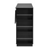 47.2" Wine Bar Cabinet with Foldable Tabletop & Built-in Power Outlet, Counter Height Bar Table with Wine Rack & Glass Holder, Double-Door Buffet Sideboard with Open Side Shelves (Chairs Not Included)