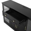 58.3" Modern Buffet Sideboard with 4 Doors, 2 Drawers, Adjustable Shelves, Built-in Power Outlet, Acrylic Panels & Aluminum Alloy Handles, Storage Cabinet for Dining Room, Living Room and Kitchen