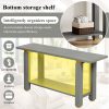 62.9" Modern Minimalist Console Table, Solid Wood Entryway & Sofa Table with Metal Accents and Built-in Storage Shelf, for Living Room and Hallway (3 Color Options: Black, Gray, Natural)