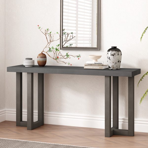 Geometric Design Console Table with Sturdy Solid Pine Wood Legs, Perfect for Entryway, Hallway, Living Room and Bedroom
