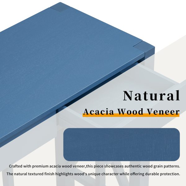 5-60.jpg 60'' Acacia Veneer Console Table with 4 Large Drawers, Modern Crisscross Design Entryway Table Featuring Open Bottom Storage, Farmhouse Style Sofa Table for Living Room, Kitchen, Dining Room & Hallway
