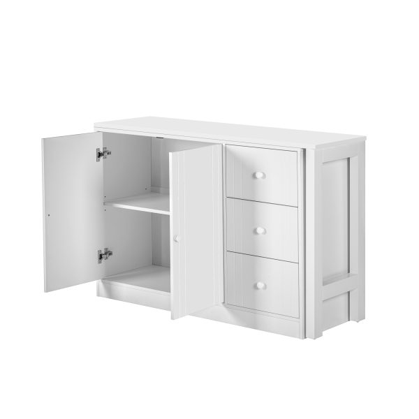 89.7'' Wooden Sideboard with Extendable Tabletop, Multifunctional Storage Cabinet with 2 Doors & 3 Drawers, Suitable for Living Room, Study, Foyer and Kitchen