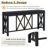 5-71.jpg 60'' Acacia Veneer Console Table with 4 Spacious Drawers, Modern Crisscross Design Entryway Table, Farmhouse Sofa Table with Open Bottom Storage for Living Room, Kitchen, Dining Room & Hallway