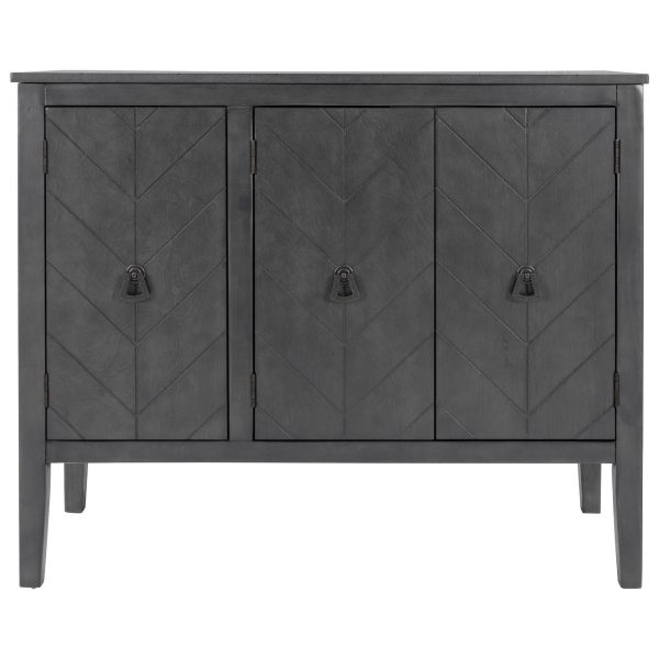5-72.jpg Adjustable Shelf Storage Sideboard with 3 Vintage Metal Handles & 4 Solid Pine Wood Legs, Perfect for Entryway, Living Room, Study and Dining Room