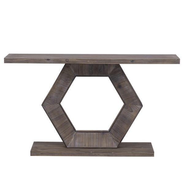 5-84.jpg Modern Entryway Table with Innovative Hollow Hexagonal Legs & Premium Fir Veneer, Elegant Accent Table for Hallway, Entryway and Living Room
