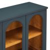 4-Door Arched Buffet Cabinet with Glass Doors & Large Storage, Adjustable Shelves for Kitchen, Dining Room & Living Room