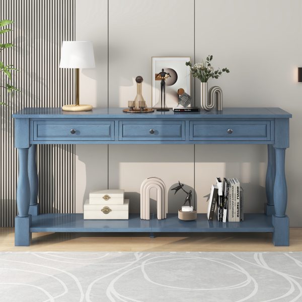 63" Long Console Table with Drawers & Shelf for Entryway, Hallway and Living Room